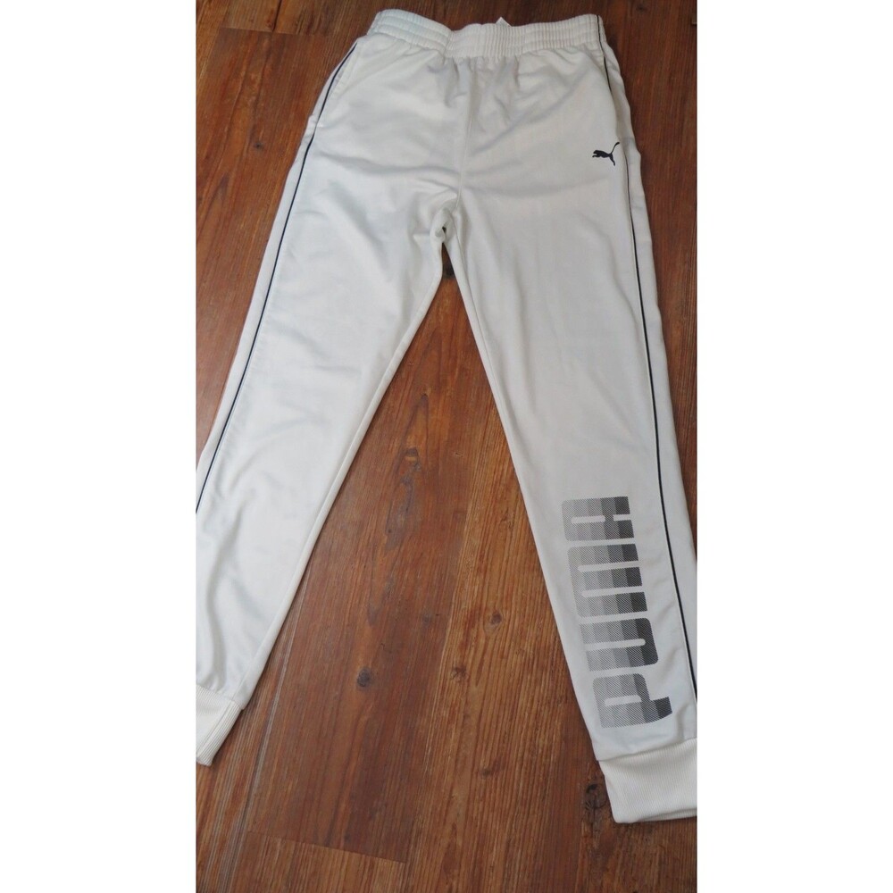 Puma Light Beige Stretch Waist 2-Pocket Athletic Pants Kids Size L (14-16) White